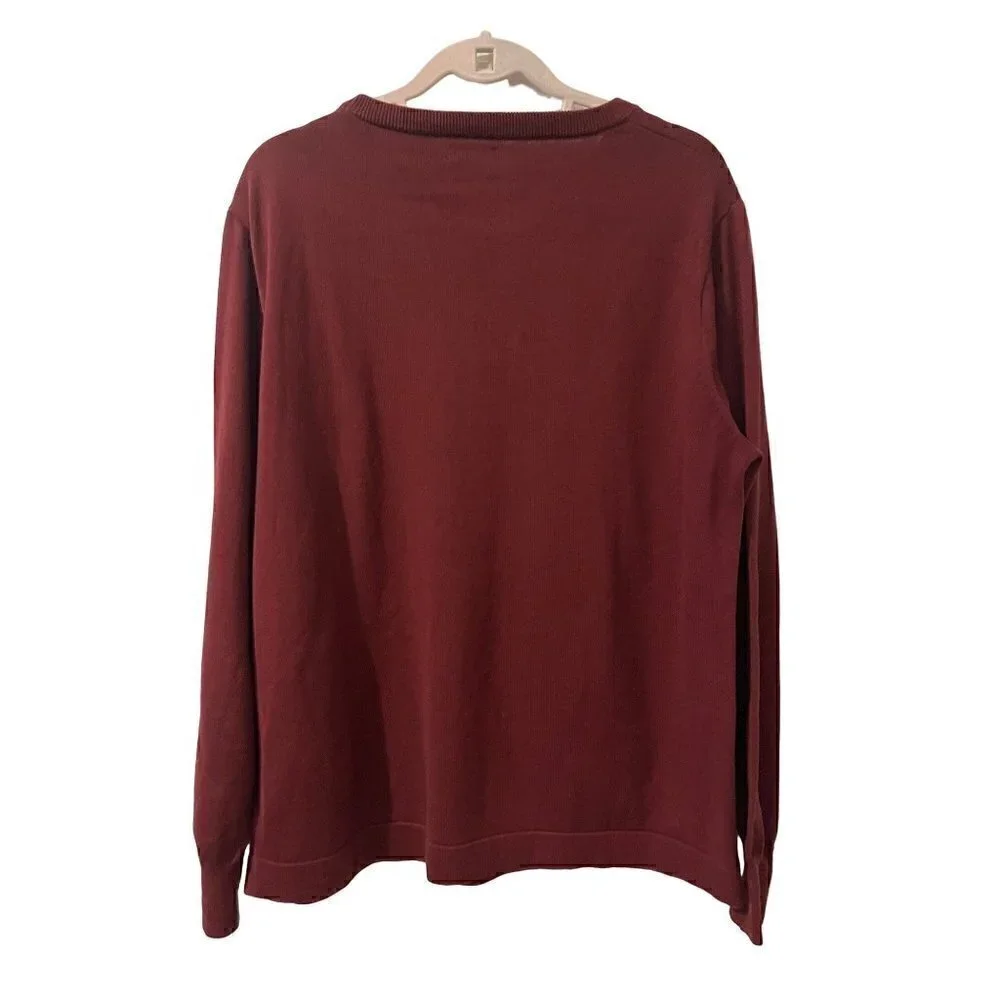 J Crew Burgundy Men's Cotton Crewneck Pullover Sweater Size Large
